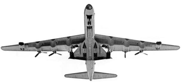 Convair B-58 Hustler under B-36 Peacemaker bomber