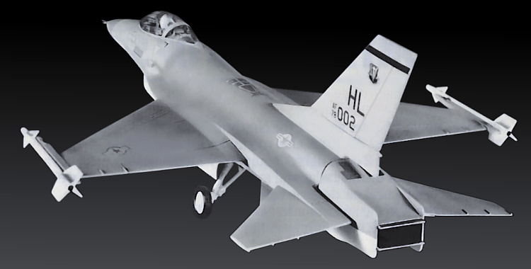 General Dynamics F-16 STOL 2D thrust vectoring nozzle flat TVC control model study proposal