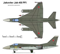 Jakovlev Yakovlev Yak-45 Jak-45 PFI perspective tactical fighter proposal Perspektivnyi Frontovoi Istrebitel