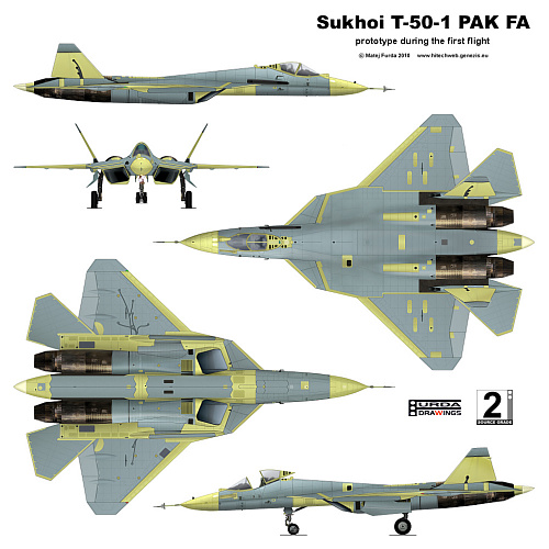 Suchoj Sukhoi T-50 PAK FA russian stealthy 5th generation fighter modern advanced first flight prv let modern rusk sthaka piatej genercie five 5 view color reconstruction