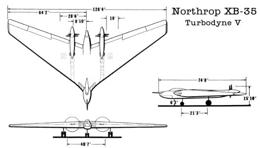Northrop flying wing flyingwing Turbodyne V engine motorization XB-35