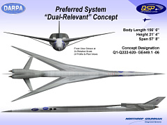 Northrop Grumman QSP studies quiet supersonic platform bomber dual role program DARPA stealth stealthy sonic boom supression reduction americký bombardér nadzvukový tresk