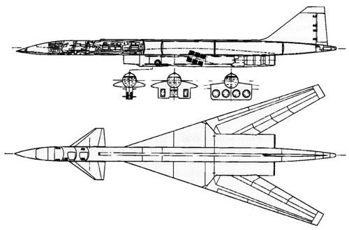 Sukhoi Suchoj T-4M 100 variable swept wing proposal project bomber