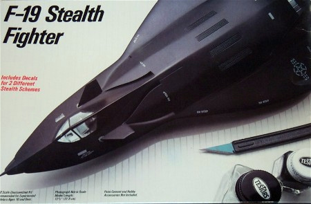 Testors F-19 stealth fighter plastic kit model secret classified fake fiction fantasy