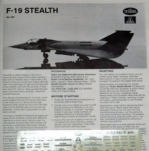 Testors F-19 stealth fighter plastic kit model secret classified fake fiction fantasy