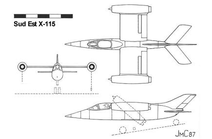 Sud Est X-115 VTOL experimental fighter attack plane