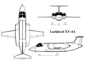 Lockheed XV-4A 3 three view VTOL