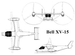 Bell XV-15 VTOL experimental plane 3 three view