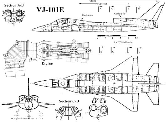 EWR VJ-101E VTOL V/STOL fighter aircraft plane german project proposal experimental