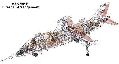 VAK-191B internal arrangement VTOL nuclear strike aircraft